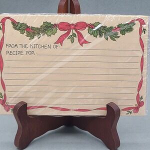 OPEN PKG 90s Christmas Garland Ribbon Recipe Cards Susan Florence 4"X6" Cottage